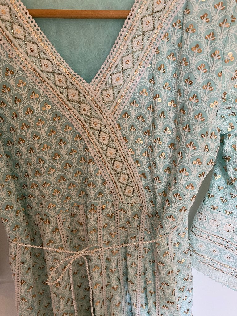 Indiase jurk, exclusief handwerk, maat M, Kleding | Dames, Maat 38/40 (M), Blauw, Nieuw, Ophalen of Verzenden