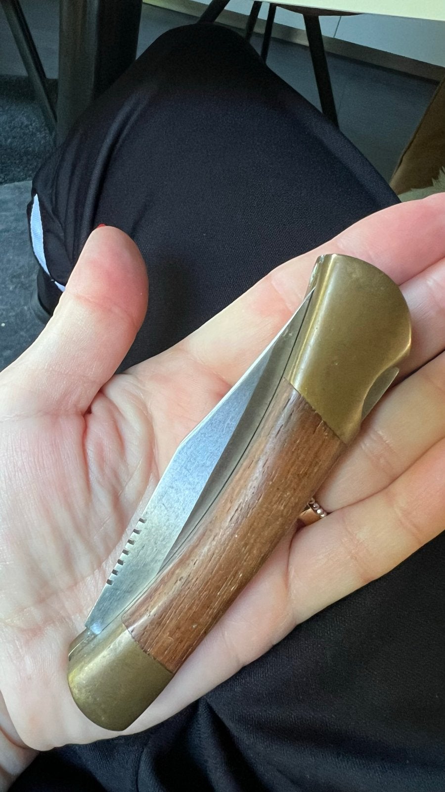 zakmes met houten handvat in etui voor aan riem, Ophalen of Verzenden