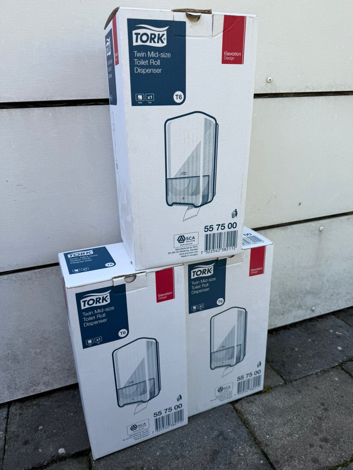 3x Tork 557500 Twin Mid-size toiletrol dispenser T6 wit, Ophalen of Verzenden, Nieuw, Toilet