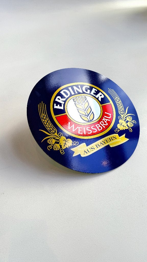 Reclamebord Erdinger Weissbräu Witbier, aluminium, 40x40cm, Ophalen of Verzenden, Zo goed als nieuw, Reclamebord, Plaat of Schild