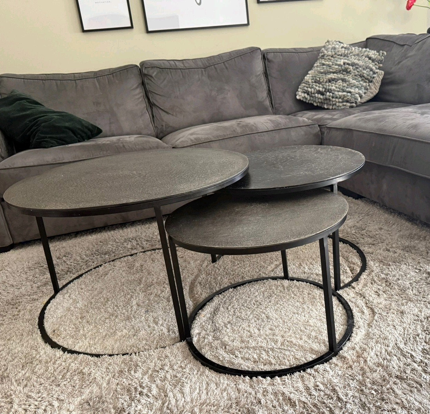 Salontafels set van 3, Ophalen, Gebruikt, 50 tot 100 cm, Rond