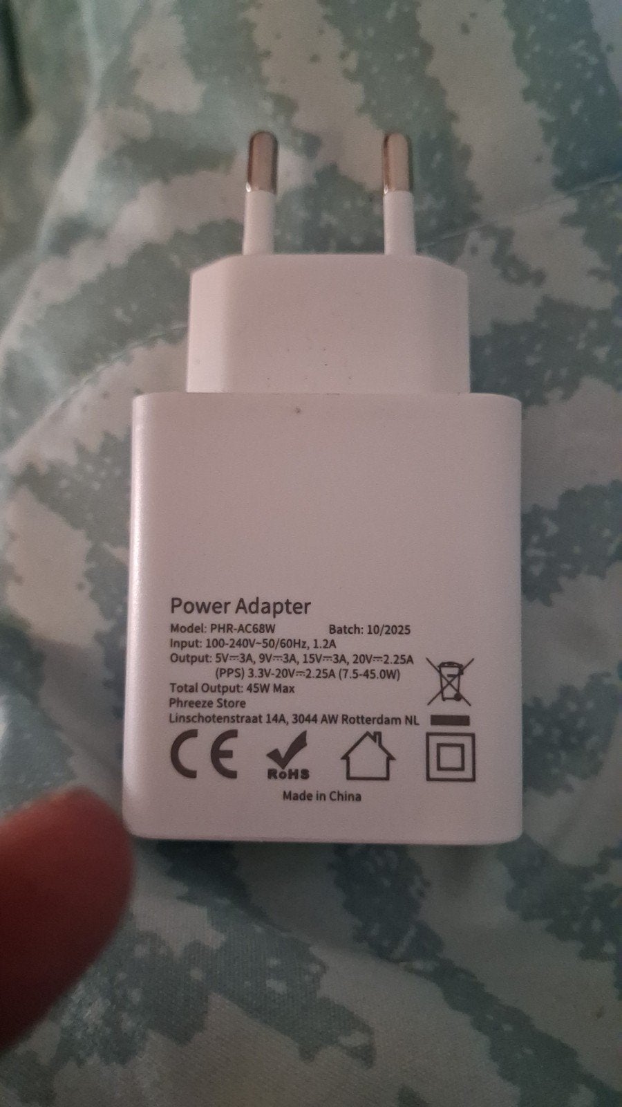 Witte USB-C Snellader 45W - Power Adapter, Universeel, USB-C, Ophalen of Verzenden, Zo goed als nieuw