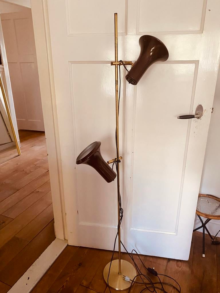 Vintage vloerlamp met 2 verstelbare spots, Ophalen, Zo goed als nieuw