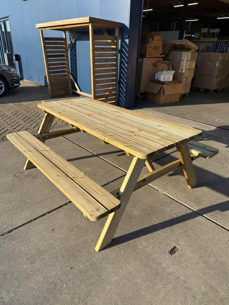 Picknicktafel 180cm 6pers |robuust| geïmpregneerd opklapbaar, Tuin en Terras, Ophalen, Nieuw, Inklapbaar, Rechthoekig