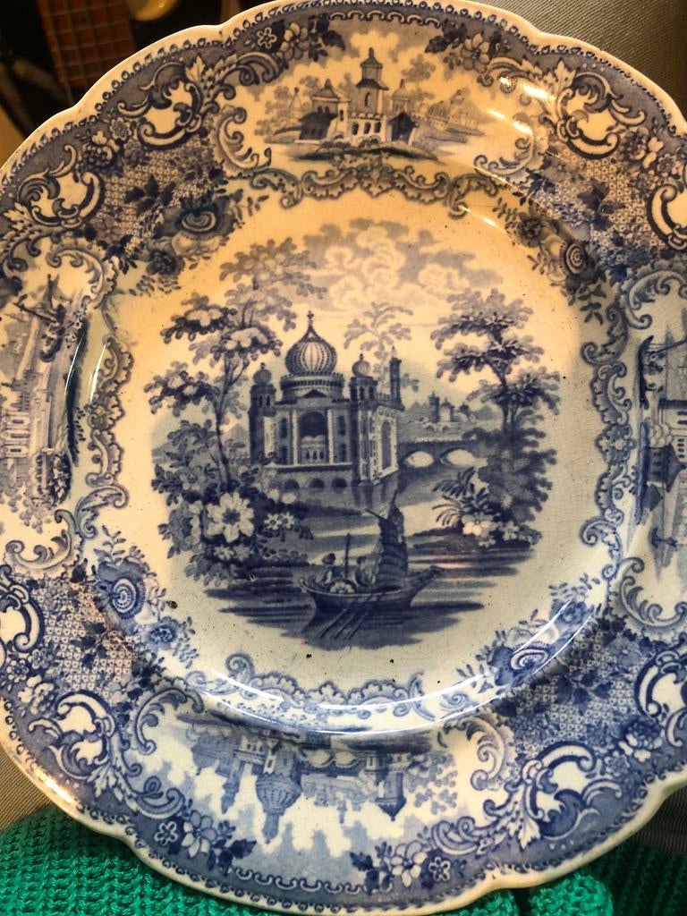Antiek W. Smith Co. Bord - Blauw-wit Transferware, Antiek en Kunst, Antiek | Servies los, Ophalen of Verzenden