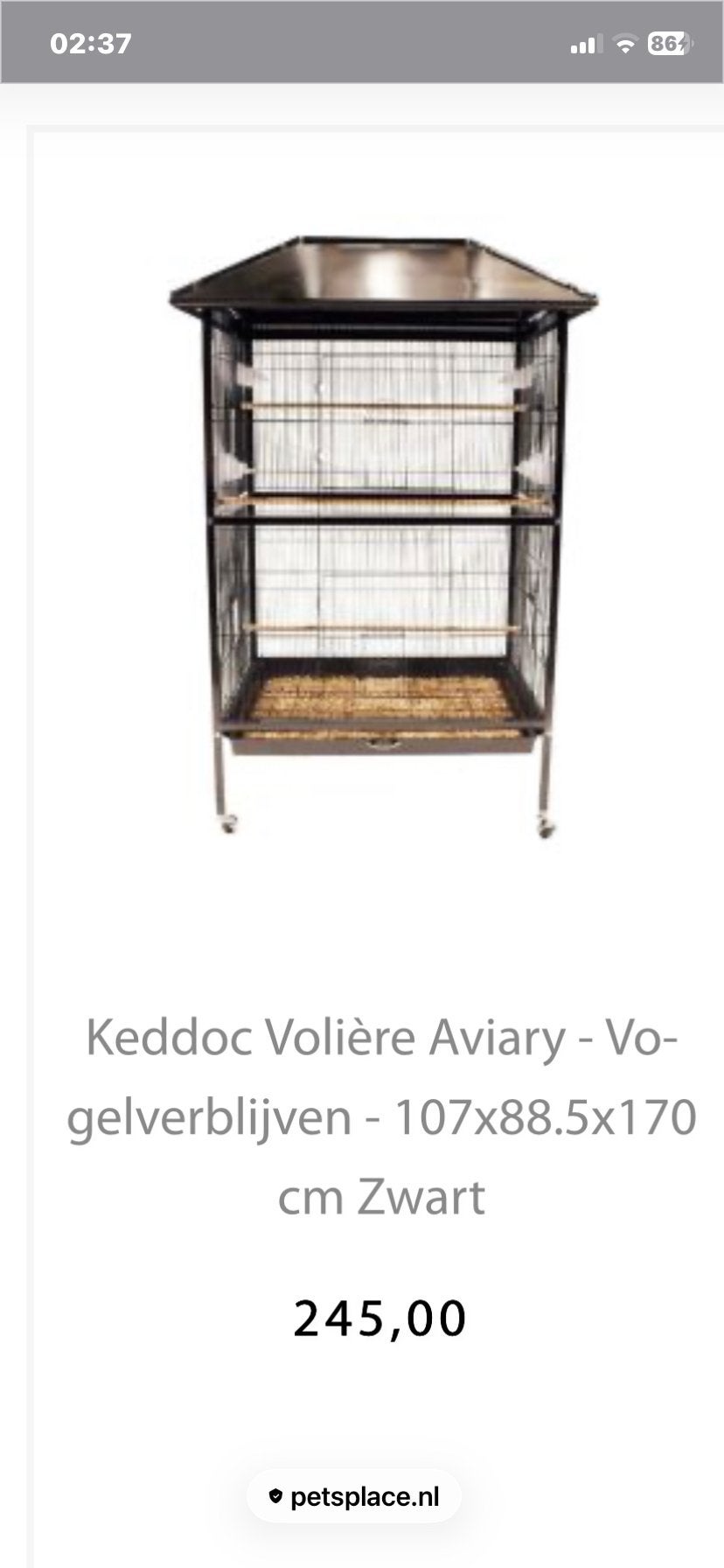 Tweedehands vogelkooi, Ophalen, Zo goed als nieuw, Metaal, Vogelkooi