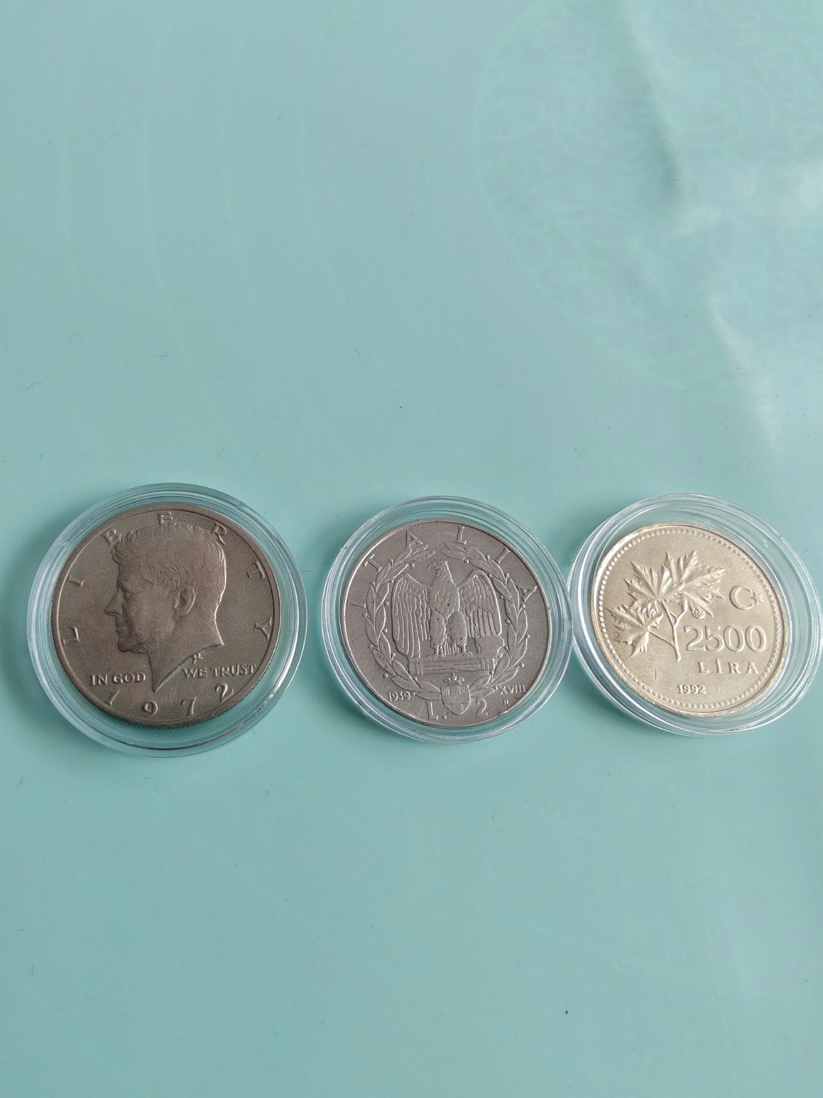 Set van 3 diverse munten: VS, Turkije, Italië, Ophalen of Verzenden, Midden-Oosten, Setje