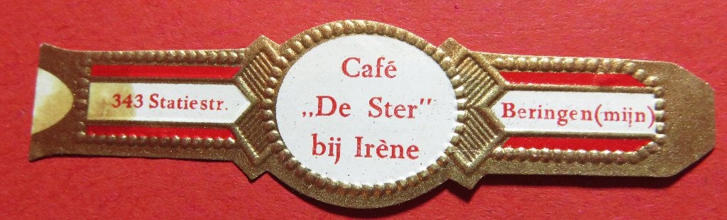 Sigarenbandje Reclamebandje Café De Ster bij Iréne Beringen, Verzamelen, Verzenden, Gebruikt, Sigarenbandjes