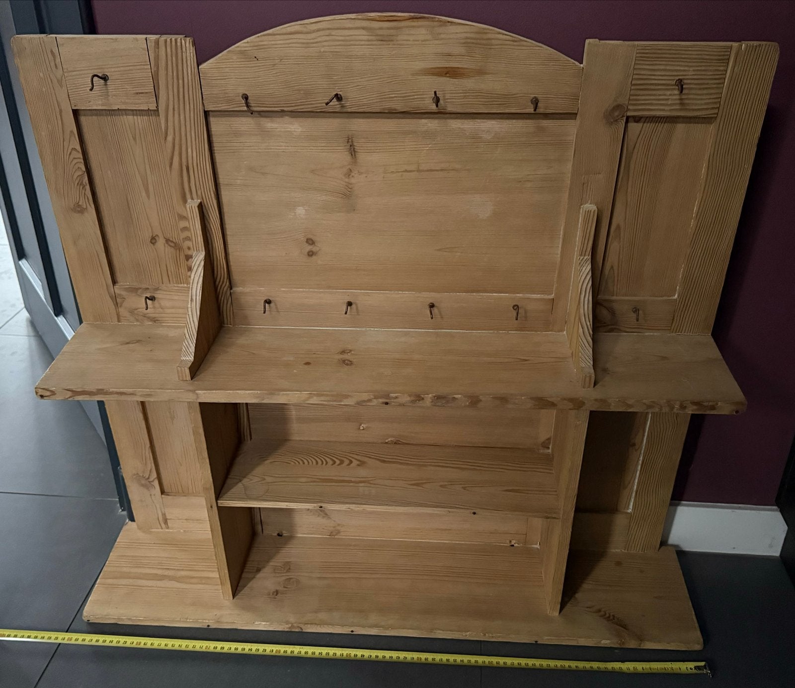 Houten wandrek met kapstok en opbergplanken, Ophalen of Verzenden, Gebruikt