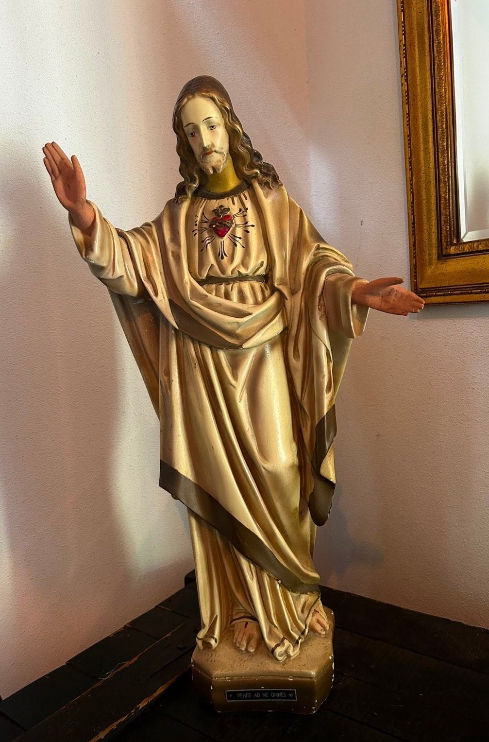 Vintage Heilig Hart Jezus beeld - Religieuze kunst 68cm, Ophalen