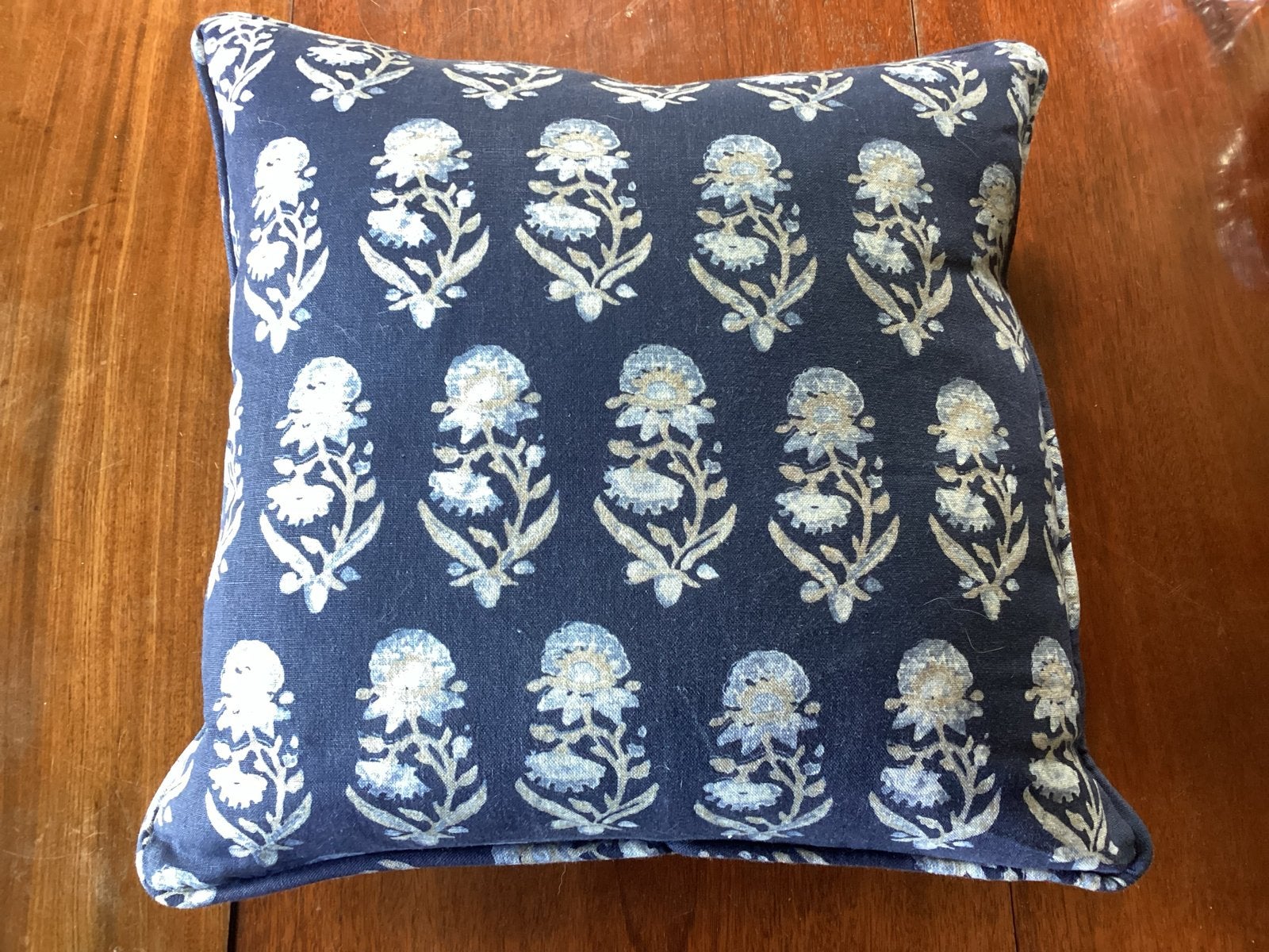 Ralph Lauren Tonya Floral Midnight Linnen Kussen 50x50cm, Ophalen of Verzenden, Nieuw, Blauw, Vierkant