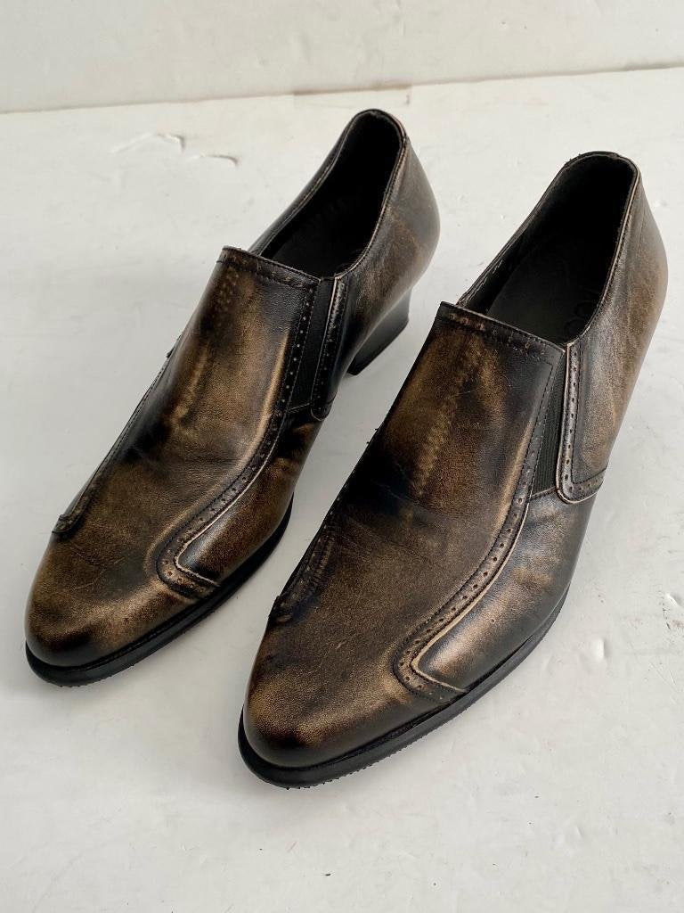 H659 Nieuw: Footnotes: maat 38+38,5 F instappers schoenen, Bruin, Instappers, Nieuw, Ophalen of Verzenden