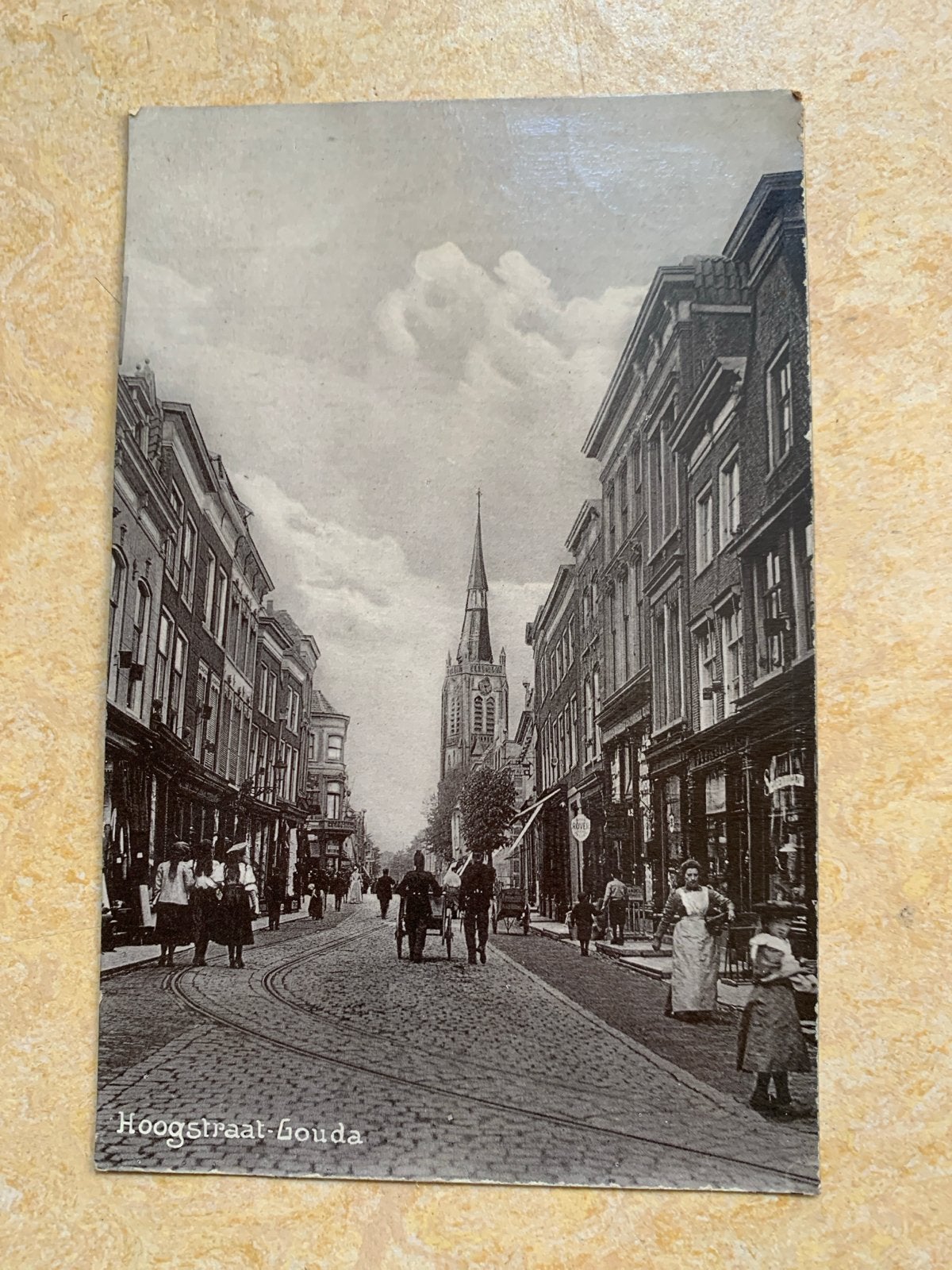 Ansichtkaart Hoogstraat Gouda, Ophalen of Verzenden, Voor 1920, Zuid-Holland
