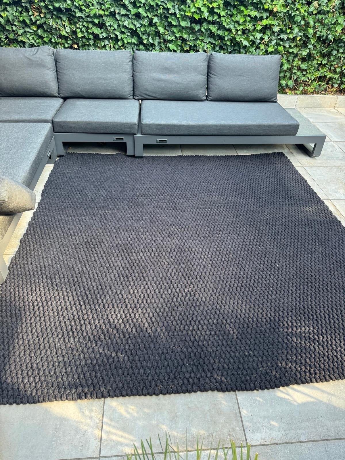 Antraciet/Zwart buitenkleed voor terras of balkon, Gebruikt, 200 cm of meer, Ophalen of Verzenden, 200 cm of meer
