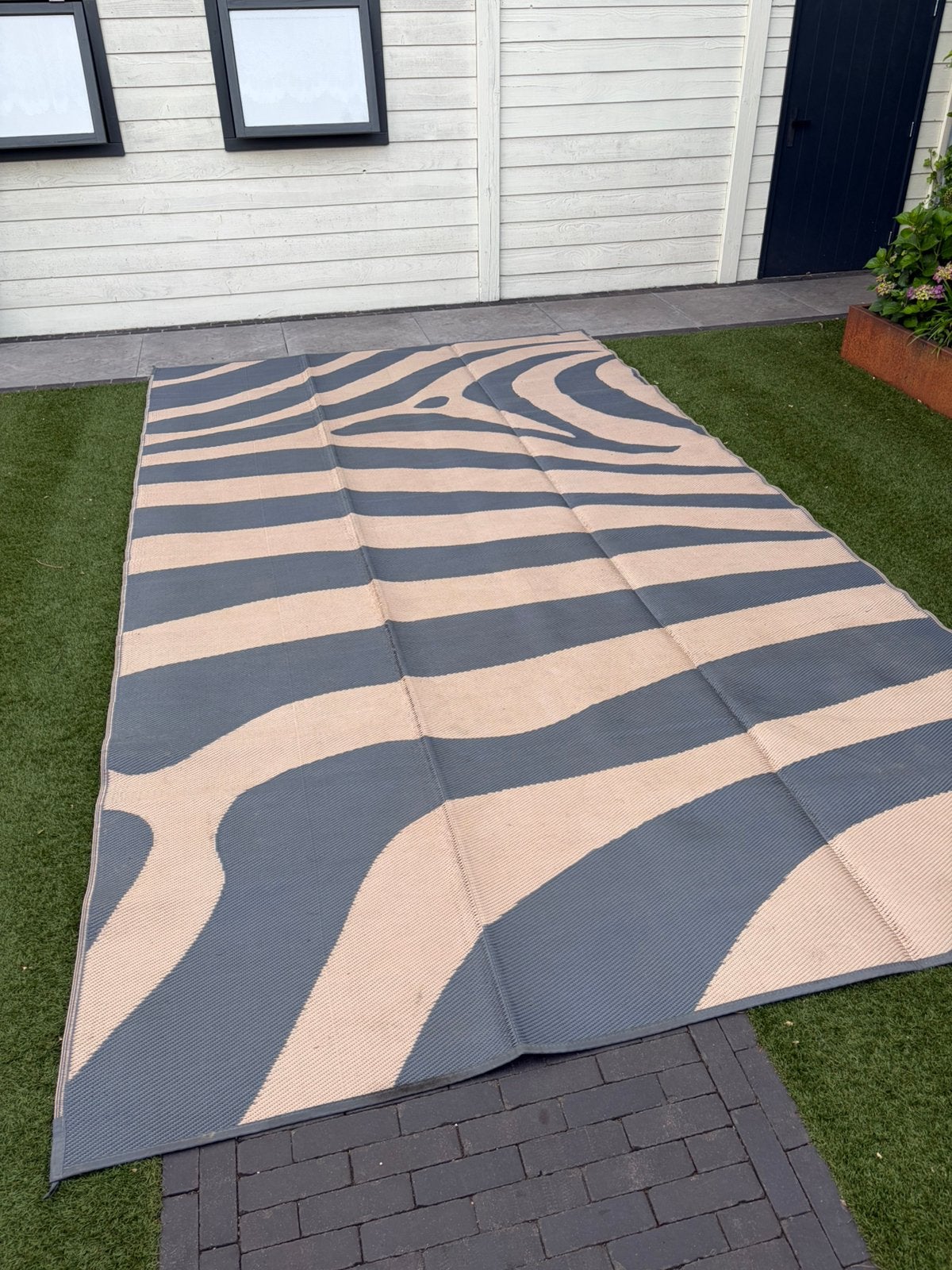 Safari mat buiten kleed zebra beige, Ophalen, Zo goed als nieuw