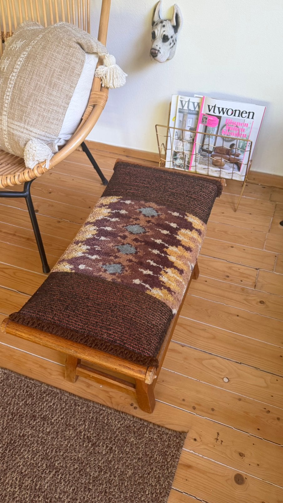 💕 Tof (voeten) bankje IBIZA / HK Living Style - oph Rdam, Ophalen, Gebruikt, 50 tot 75 cm, Bohemian style met retro vibe