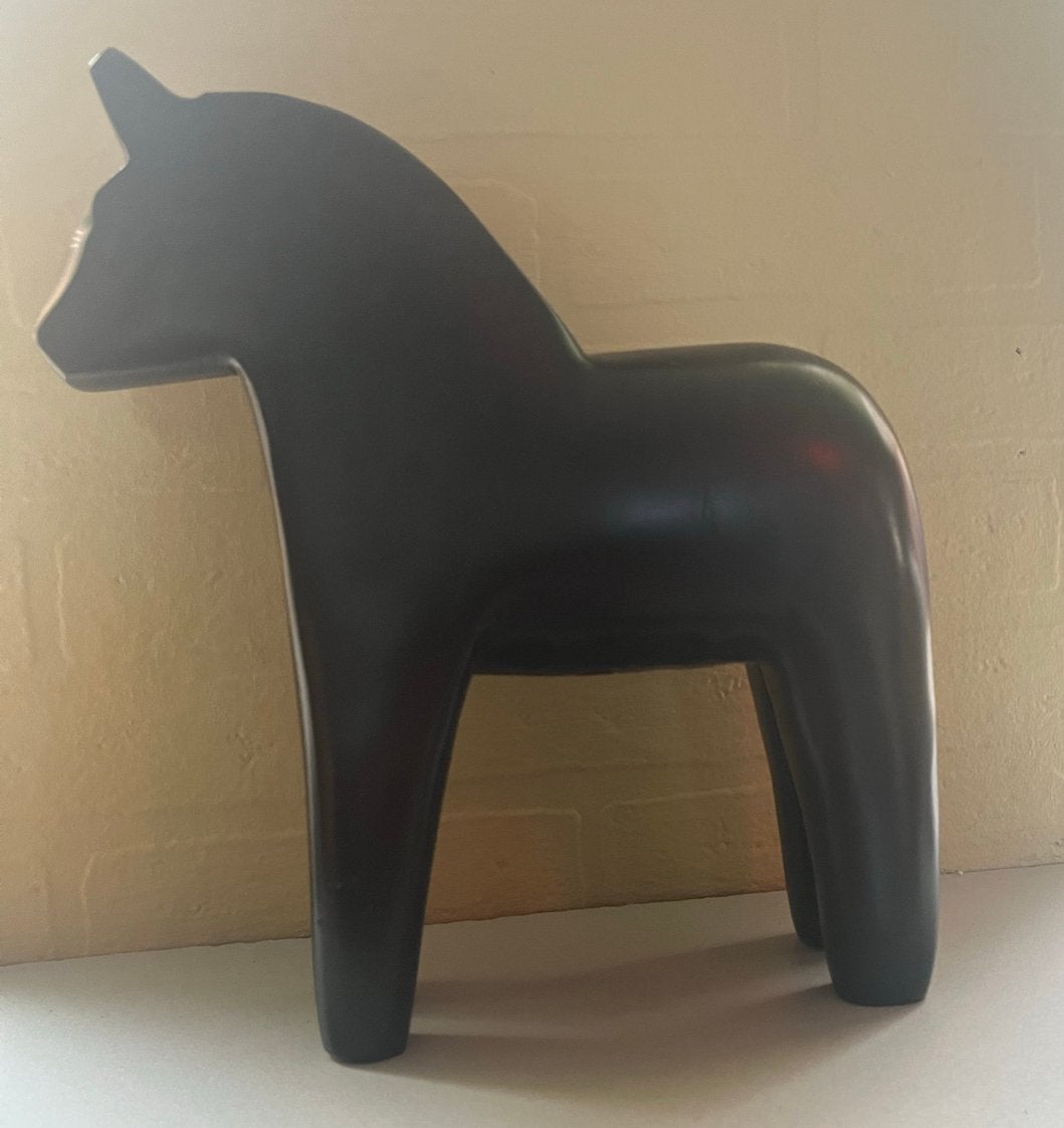 Zwart houten Dala paard - Zweeds design, Verzenden, Zo goed als nieuw, Dier
