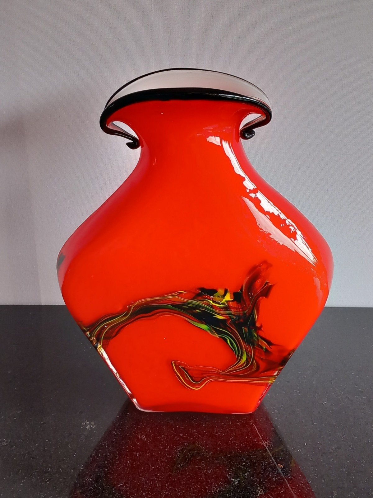 Art Glass Vaas Murano Tango Stijl Rood met Swirl, Ophalen of Verzenden