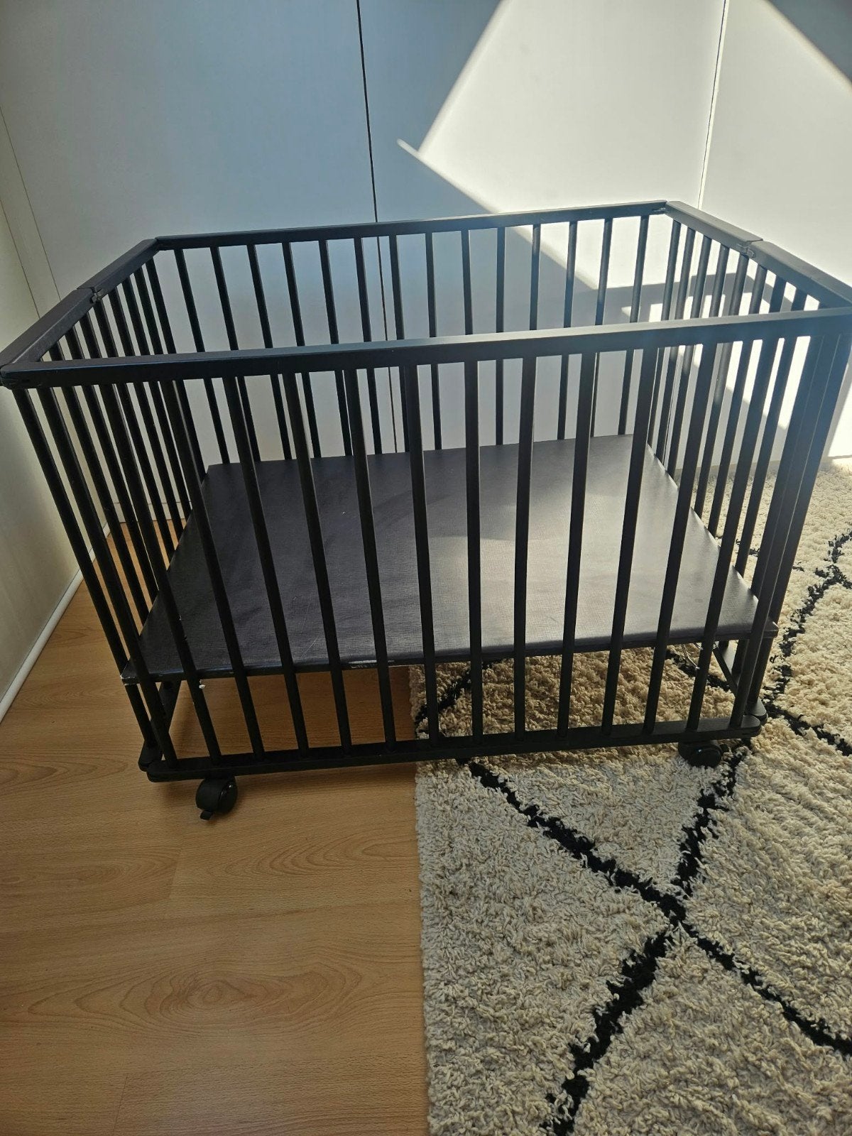 Verrijdbare en inklapbare box te koop, Ophalen, Zo goed als nieuw, Vierkant, In hoogte verstelbaar