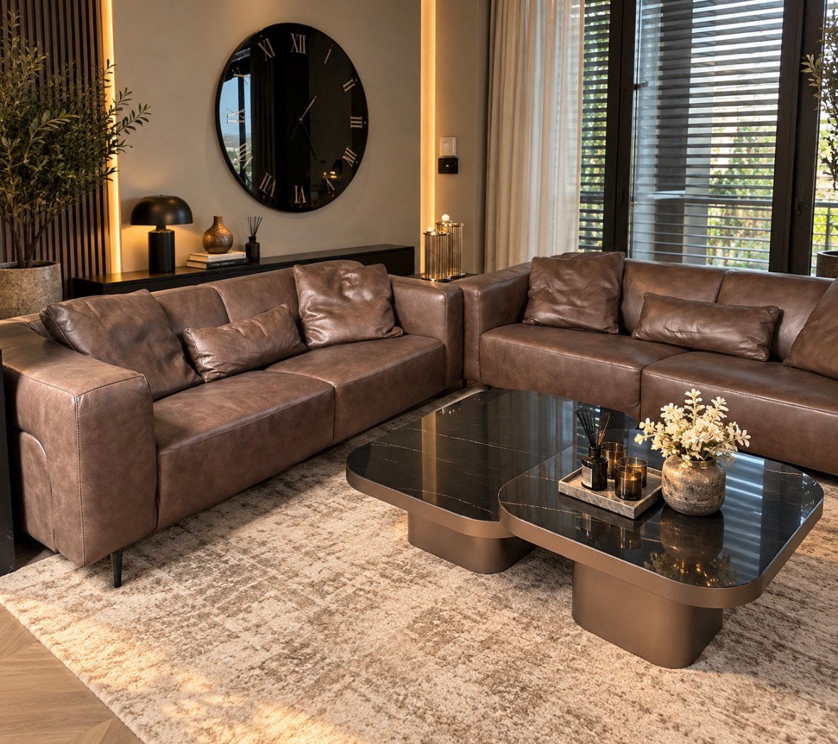 Luxe nieuwe leren bank donkerbruin – outletprijs KORTING, Ophalen of Verzenden, Nieuw