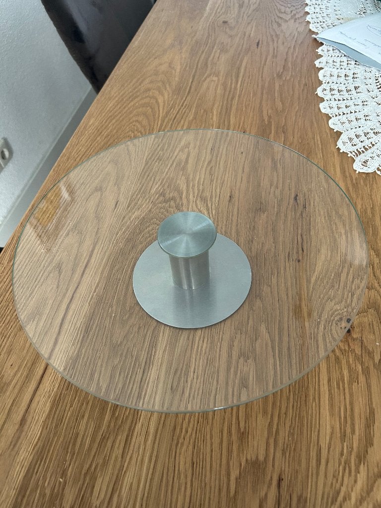 Draaiplateau Glas/RVS, 30cm diam, Ophalen, Zo goed als nieuw, Glas
