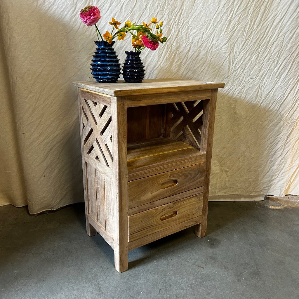 ladekastje teak met 2 lades  - Gratis bezorgd, TTM Wonen, Meubels – (Perzische) Tapijten en Woonaccessoires, 1 of 2 laden, Taag 63, 2491 CS, Den Haag (Forepark)