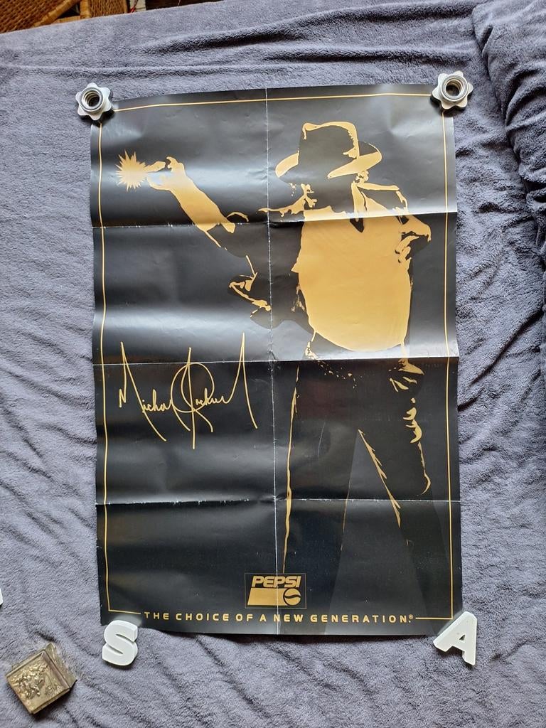 Vintage Michael Jackson Pepsi Poster 1990, Rechthoekig Staand, Deurposter of groter, Ophalen of Verzenden, Zo goed als nieuw