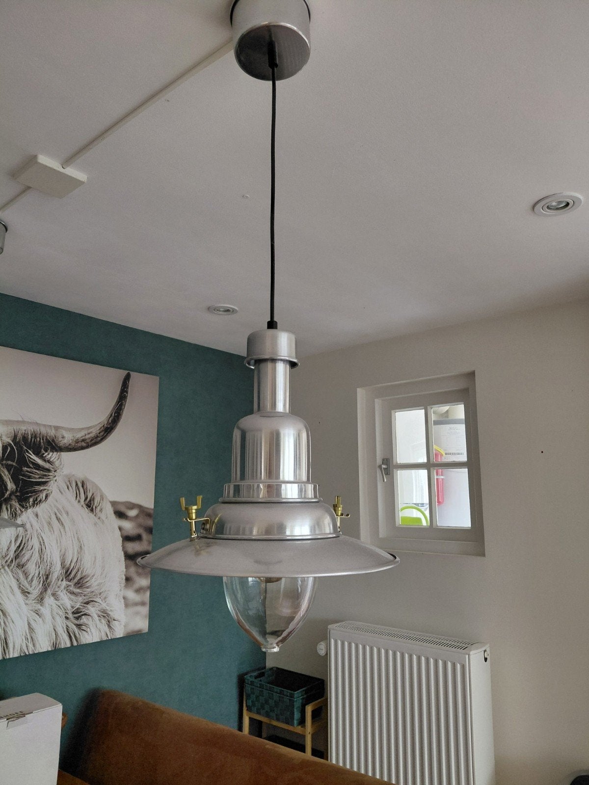 2x Industriële Hanglamp met Glazen Bol - Stoer Design, Ophalen of Verzenden, Glas
