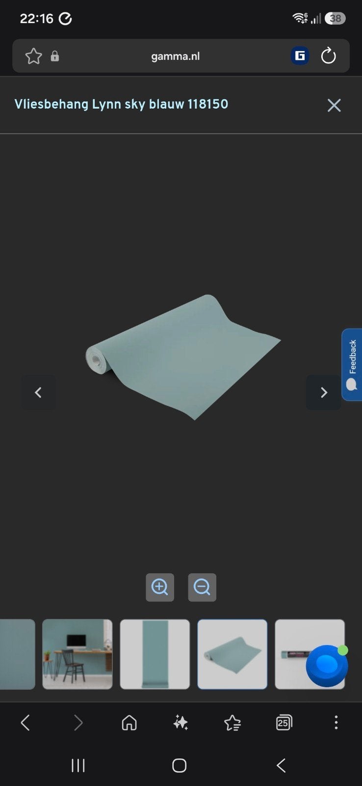 Gamma Vliesbehang Lynn SkyBlauw 118150 (nieuw uit verpakking, Ophalen, Blauw