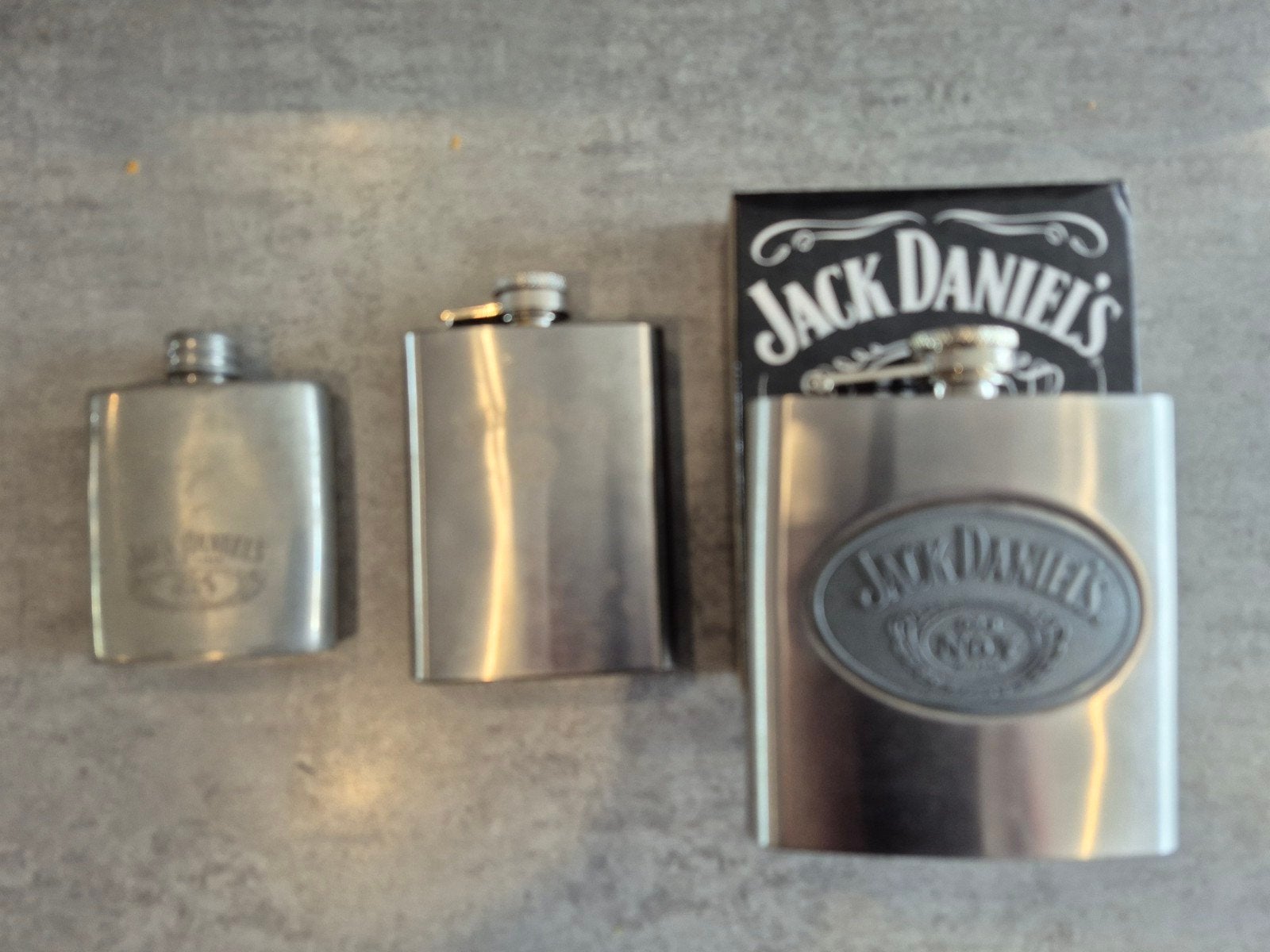 Jack Daniel's 3 x heupfles, zakflacon., Ophalen of Verzenden