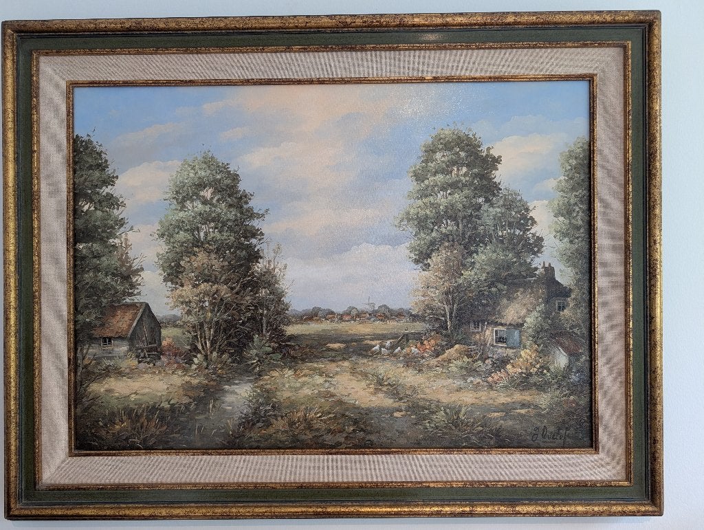 Sfeervol Olieverfschilderij Hollands Landschap, Antiek en Kunst, Ophalen, Doek, Oud hollands, Landschap