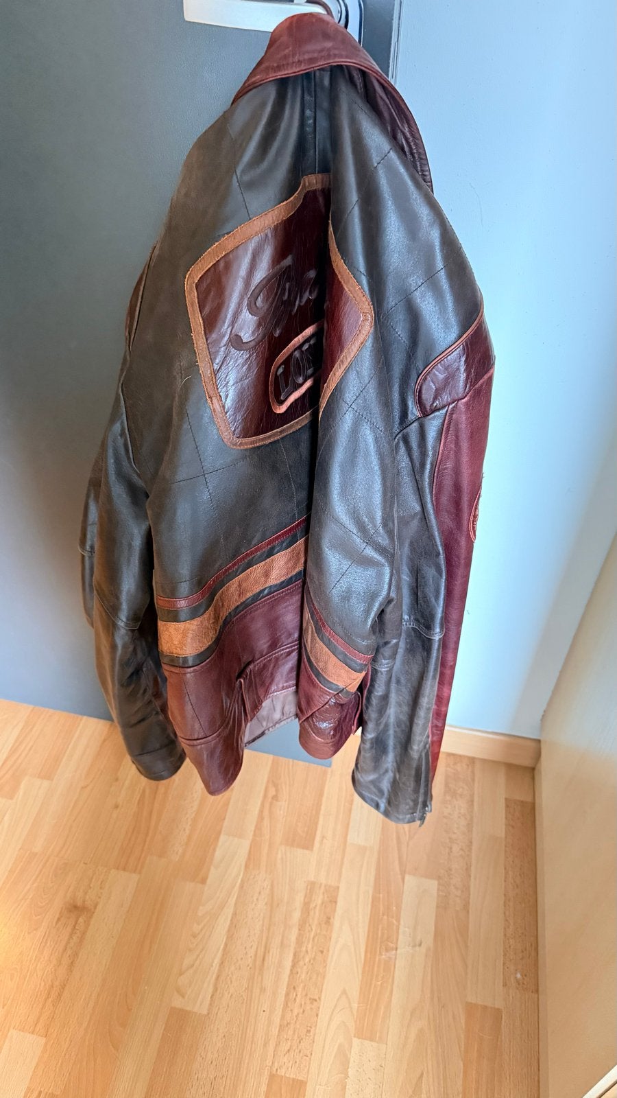 London Brando Meerkleurige Leren Korte Jas Maat XL, Ophalen of Verzenden, Gedragen, Maat 56/58 (XL), Meerkleurig
