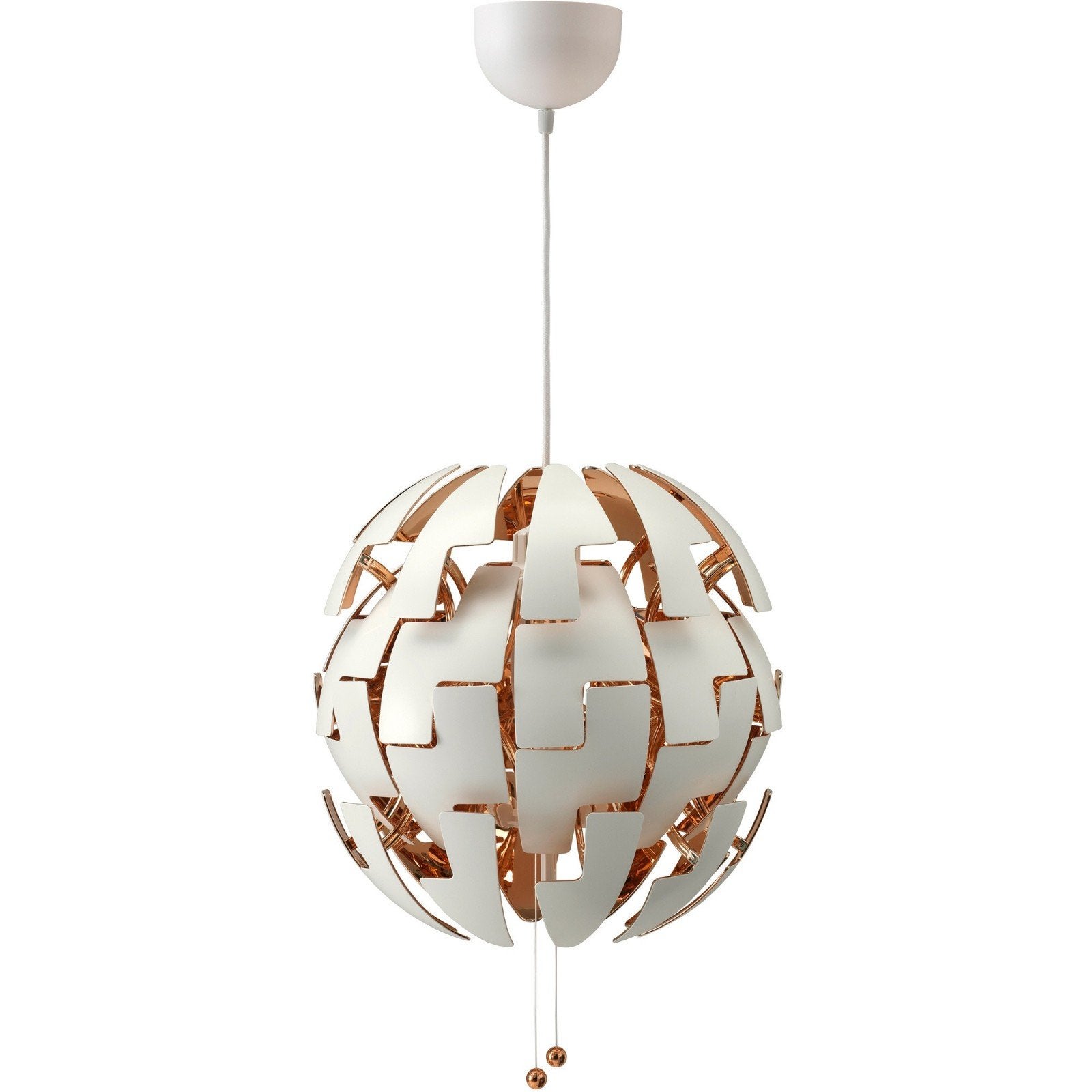 Ikea Hanglamp PS 2014, wit/koper, incl. LED lamp, Ophalen, Kunststof, Design, E27 (groot)