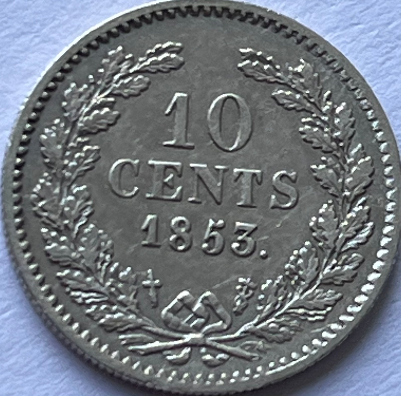 Schaars dubbeltje 1853, Postzegels en Munten, Munten | Nederland, Koning Willem III, Zilver, Ophalen of Verzenden, 10 cent