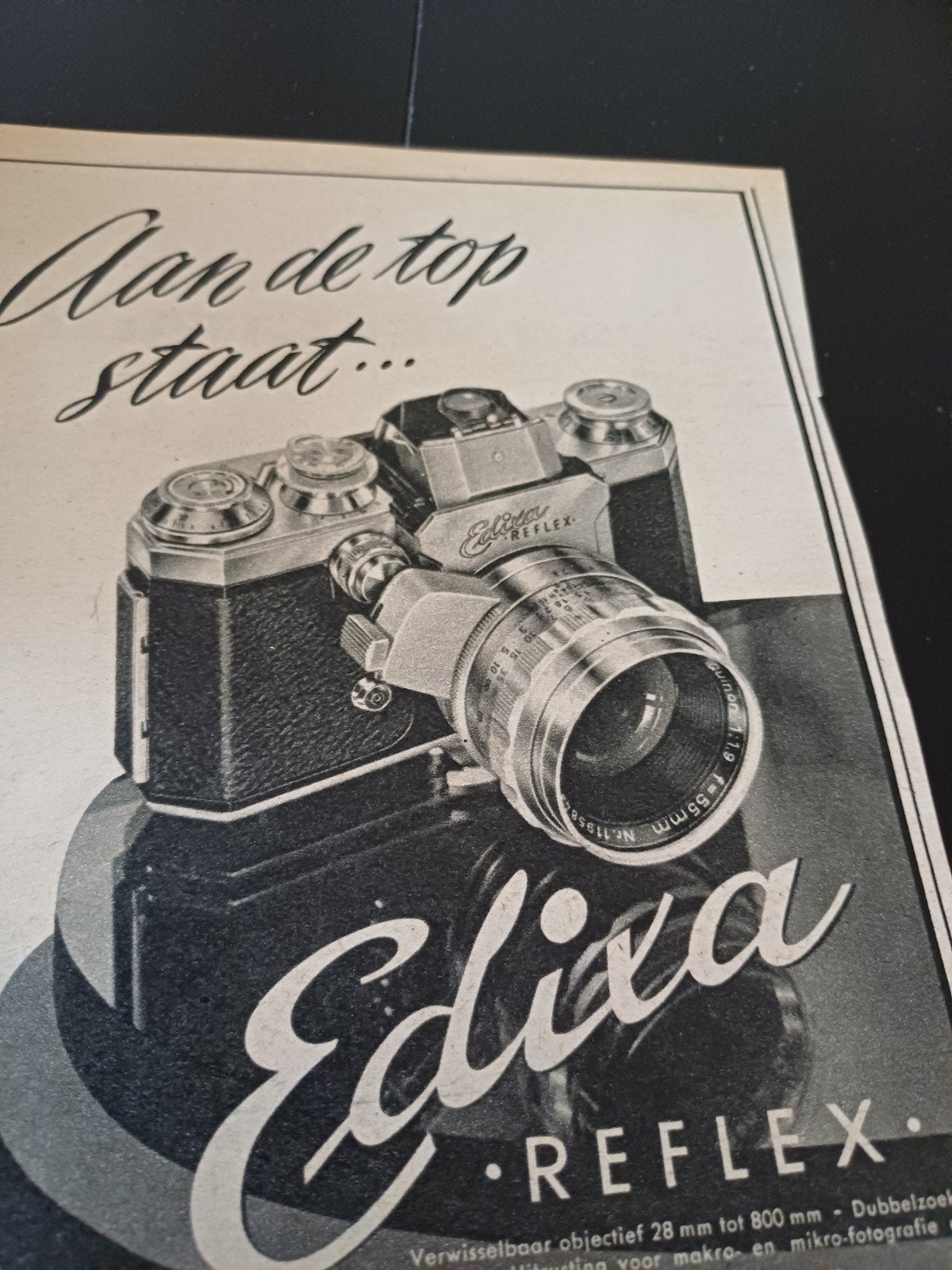 advertentie Edixa reflex canera 1956, Ophalen of Verzenden, 1940 tot 1960, Fototoestel