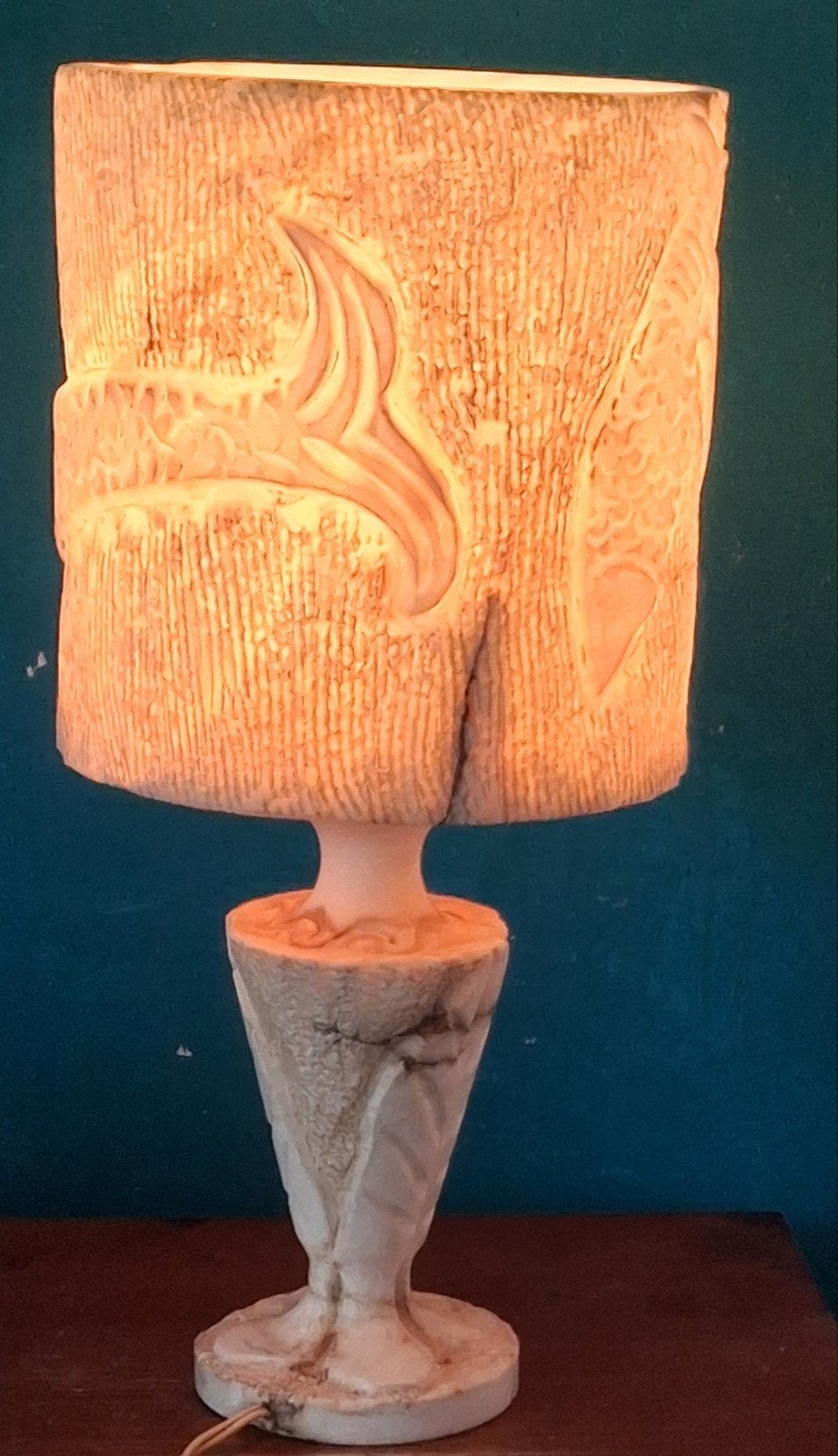 Tafellamp albast. Poseidon. 46 cm. * Zie tekst/foto's., Huis en Inrichting, Lampen | Tafellampen, Ophalen, Overige materialen