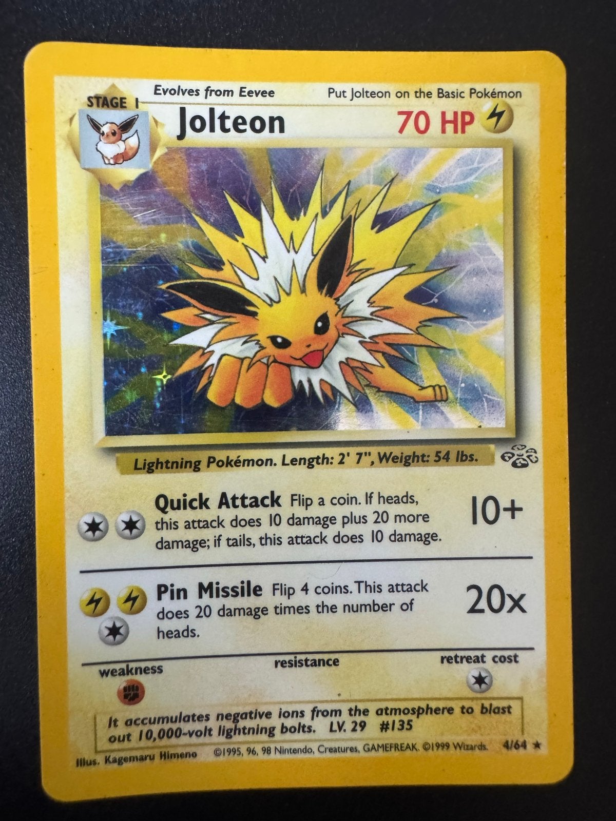 Jolteon Holo Jungle Set Pokémon Kaart 4/64 (Engels), Hobby en Vrije tijd, Verzamelkaartspellen | Pokémon, Ophalen of Verzenden