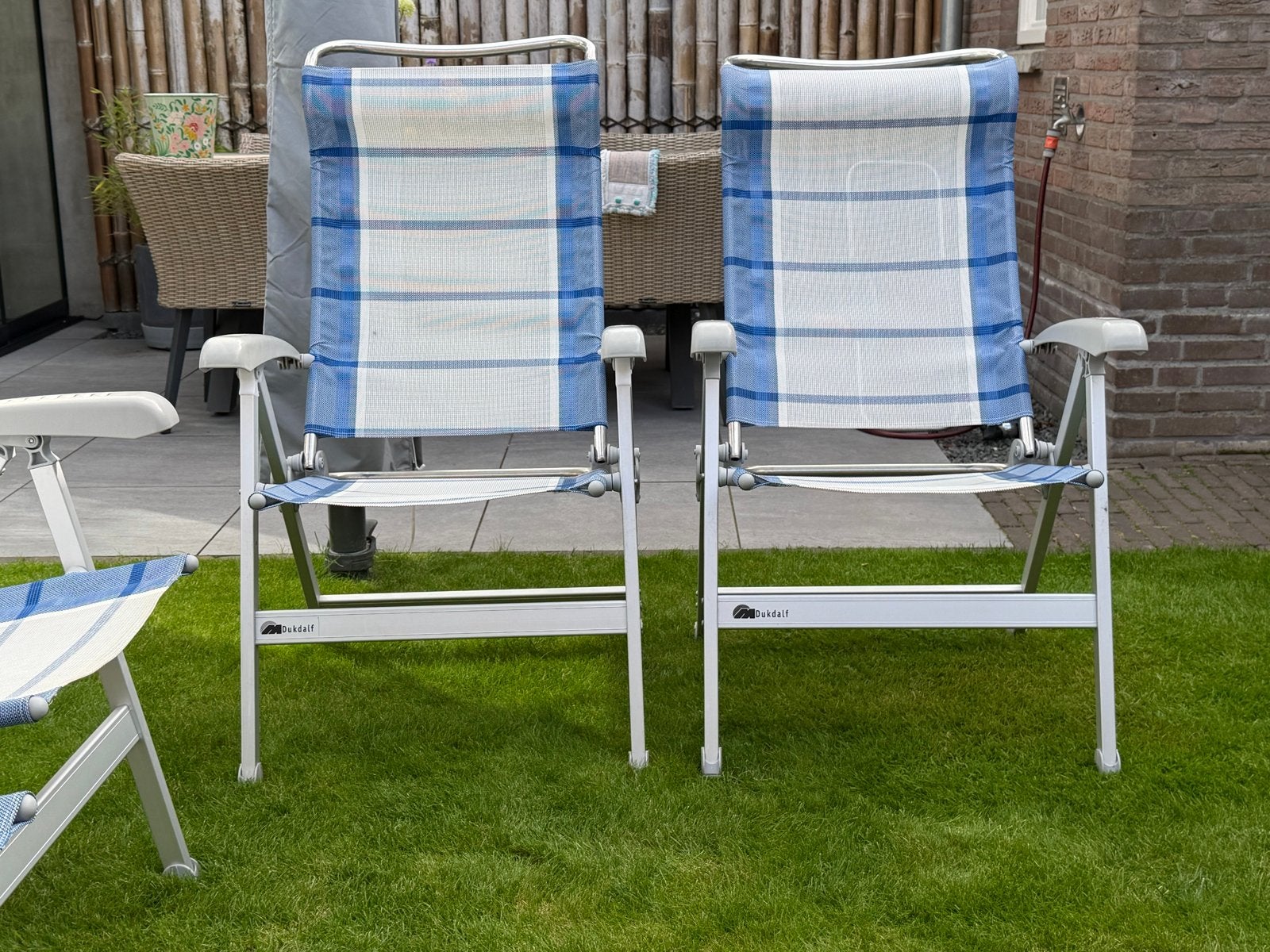 4 Dukdalf campingstoelen in nette staat, Ophalen, Gebruikt, Aluminium, Inklapbaar