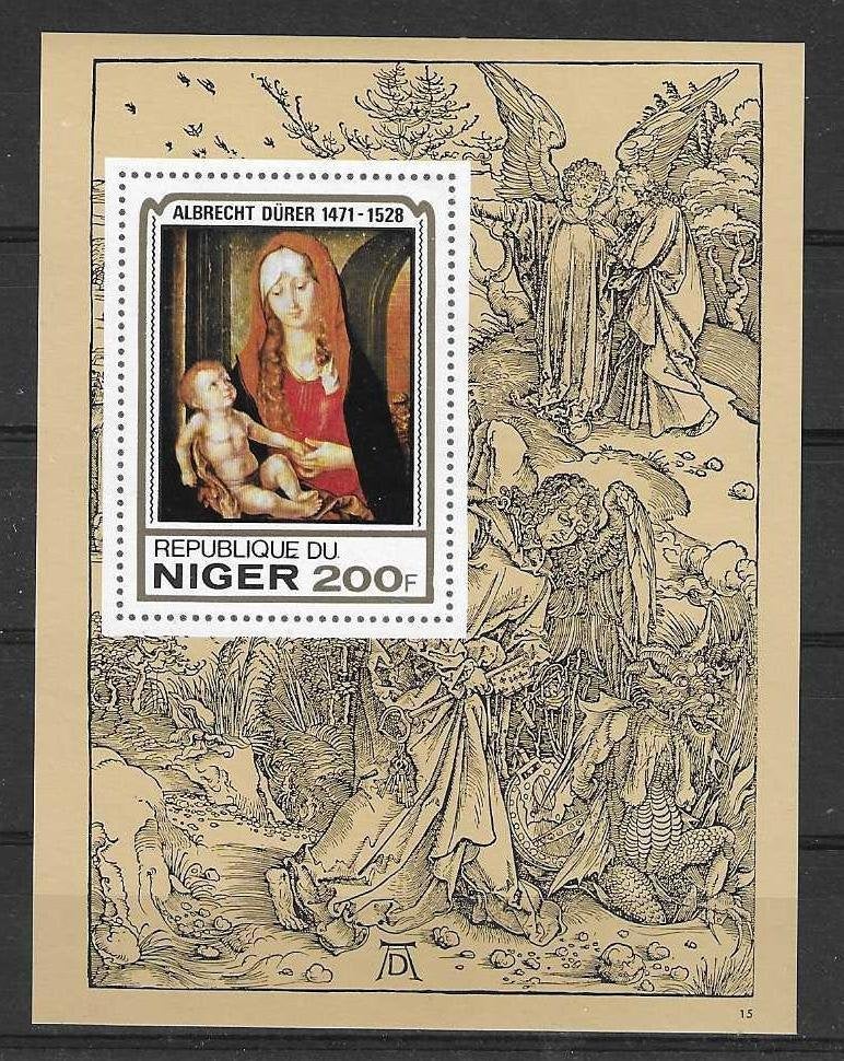 Niger Michel eenlingblok 653 postfris  DÜRER, Ophalen of Verzenden, Overige landen, Postfris