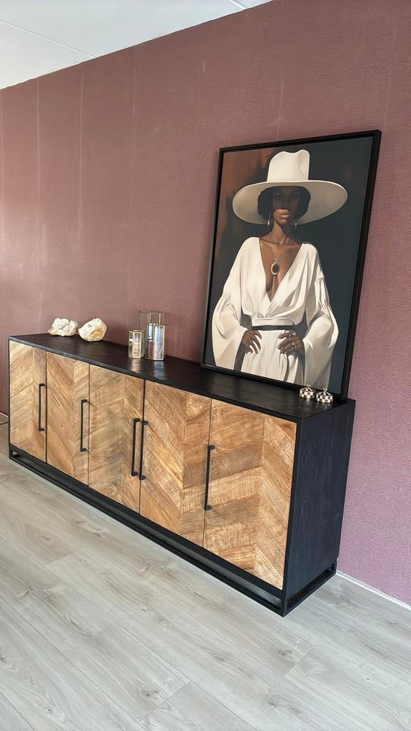 Dressoir OMG, Huis en Inrichting, Kasten | Dressoirs, Ophalen, Teakhout, Zo goed als nieuw, 200 cm of meer