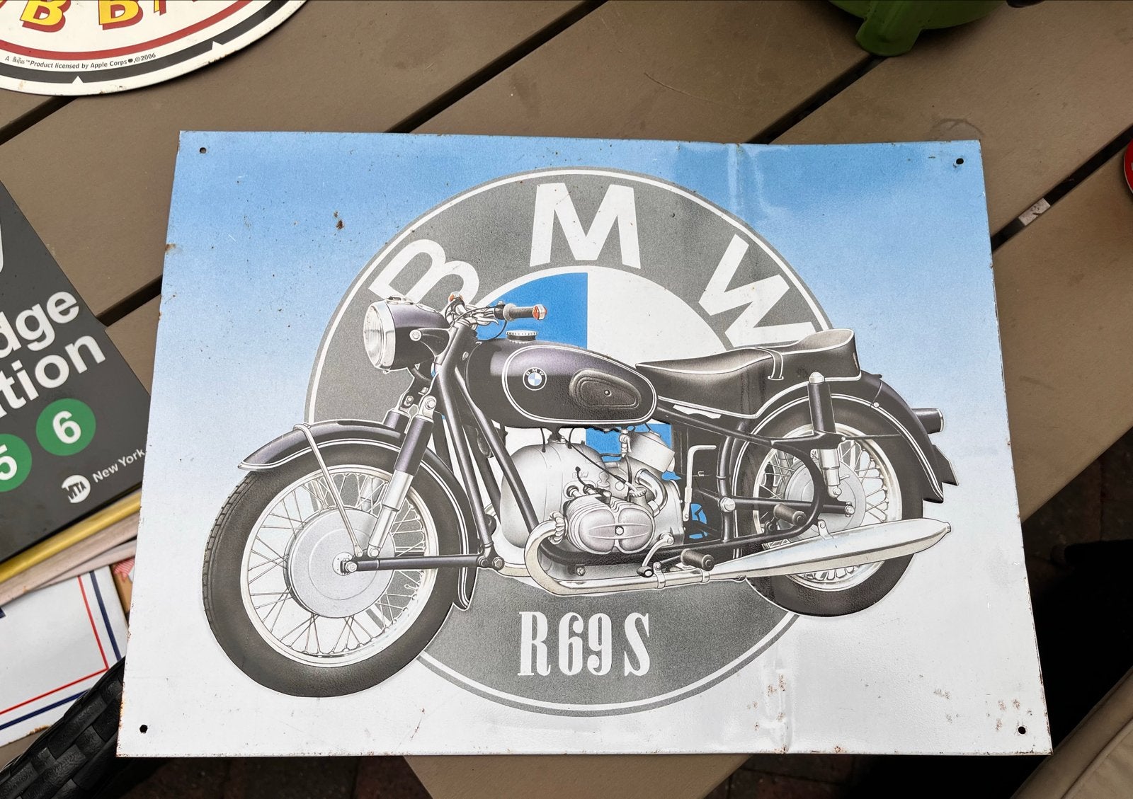 Vintage BMW R 69 S Motorfiets Reclamebord, Ophalen of Verzenden, Gebruikt, Motoren