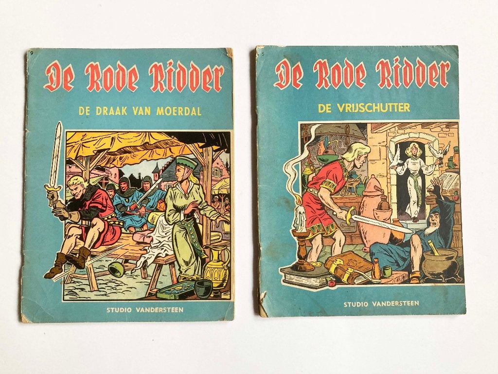 2x De Rode Ridder: De Vrijschutter & De Draak van Moerdal, Gelezen, Ophalen of Verzenden, Studio Vandersteen, Meerdere stripboeken