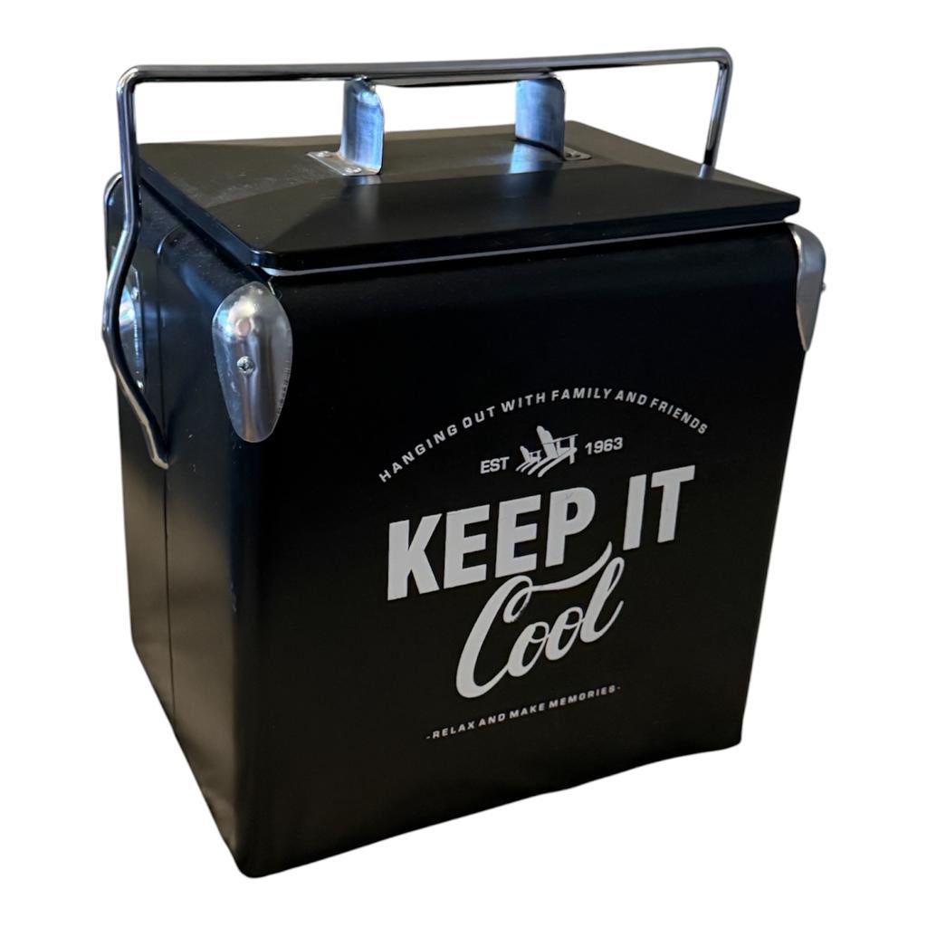 Retro metalen koelbox - Keep It Cool, Caravans en Kamperen, Koelboxen, Ophalen of Verzenden, Gebruikt, Koelbox, Koelelement