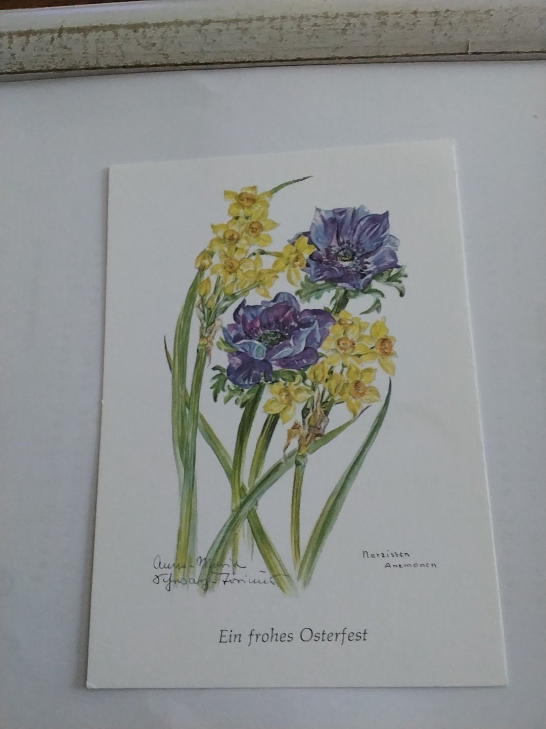 Vintage Ansichtkaart: Narcissen en Anemonen - Pasen, Ophalen of Verzenden