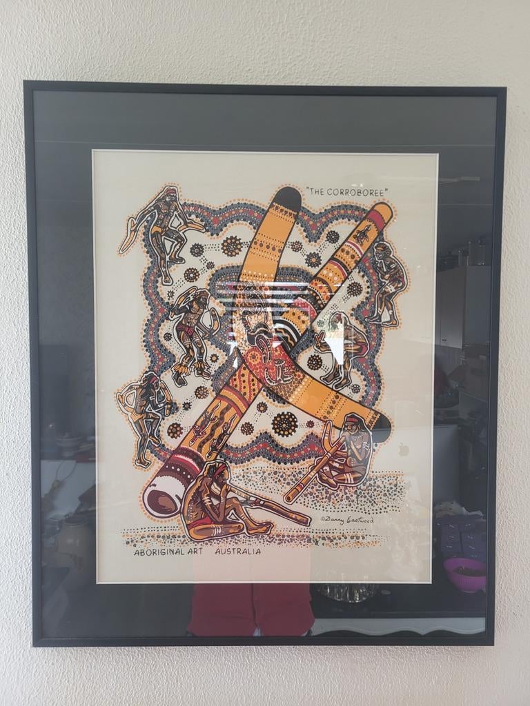 Aboriginal Kunst 'The Corroboree' - Danny Eastwood, Antiek en Kunst, Kunst | Niet-Westerse kunst, Ophalen