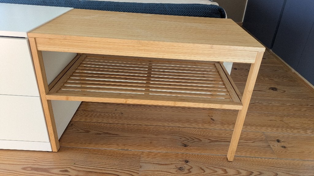 Ikea Nordiska bamboe bankje met enkele krasjes, Ophalen, Gebruikt