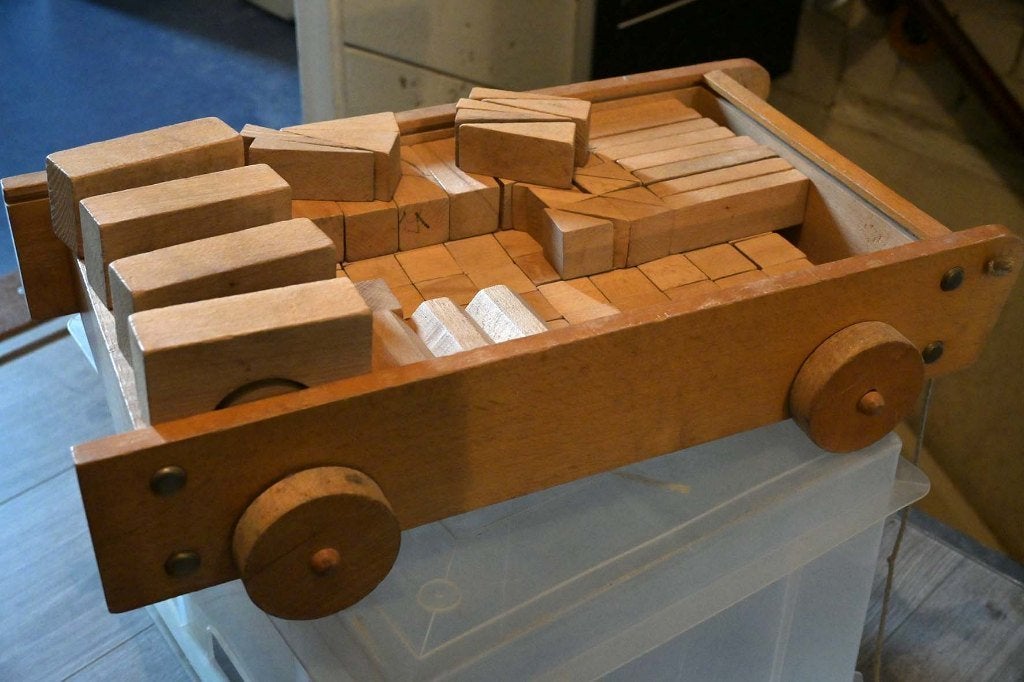 Houten blokkenkar, Kinderen en Baby's, Ophalen of Verzenden, Gebruikt