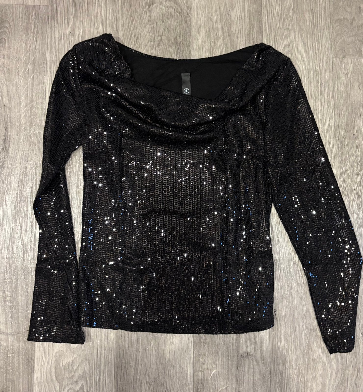 Zwarte glitter waterval top, Kleding | Dames, Tops, Ophalen of Verzenden, Zo goed als nieuw, Zwart, Zonder mouw