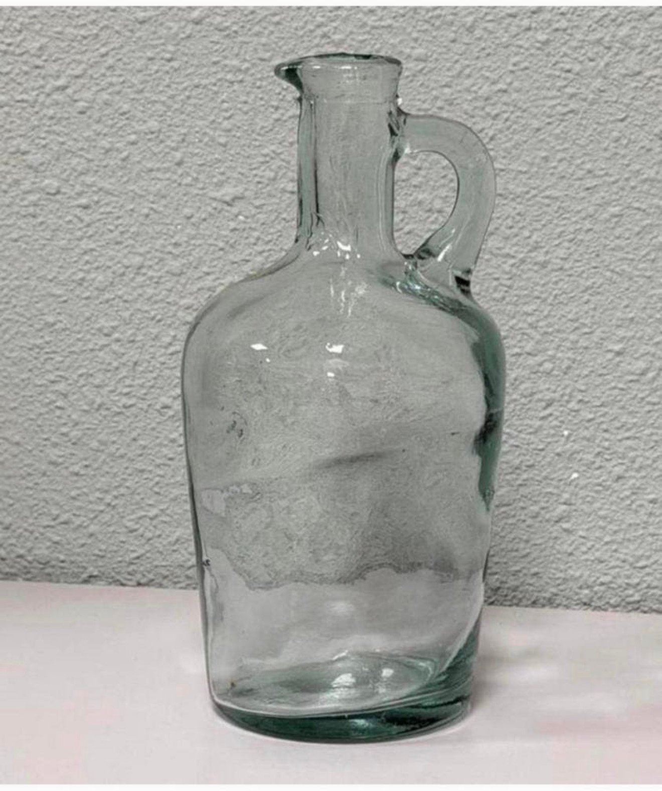 Vintage handgemaakte glazen kruik karaf fles 20cm decoratie, Ophalen of Verzenden