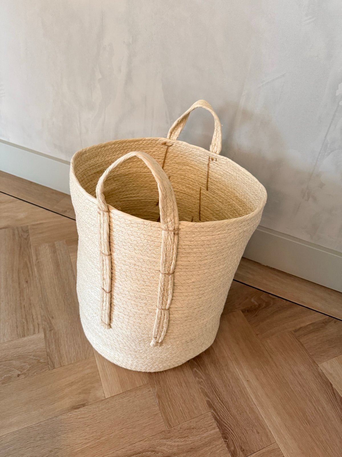 Grote rieten mand met handvatten - Perfect voor opslag, Ophalen, Met handvatten, Mand, Rond